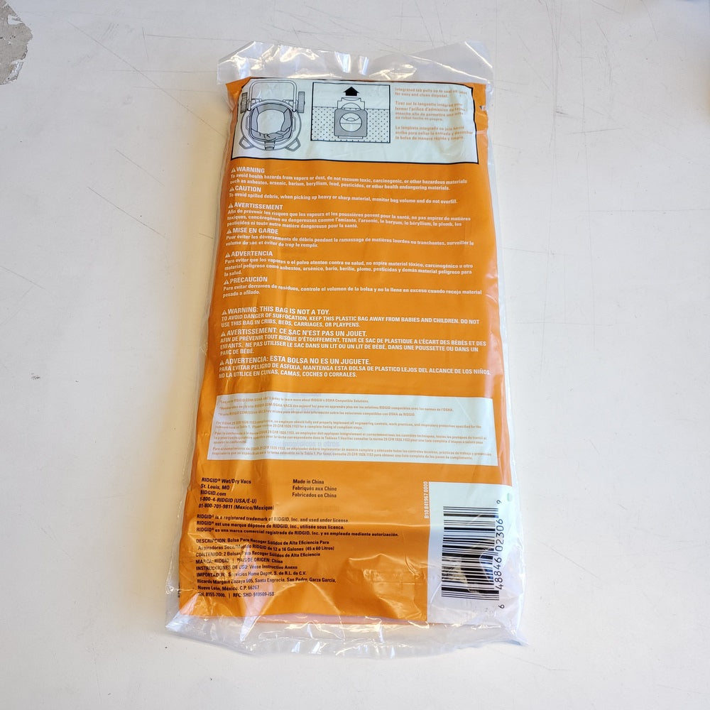 Wet Dry Vacuum Premium Cyclonic Dry Pick-up Only Dust Bags for Select 12-16 Gallon (VF3602) Wet Dry Vacuum Premium Cyclonic Dry Pick-up Only Dust Bags for Select 12-16 Gallon (VF3602)